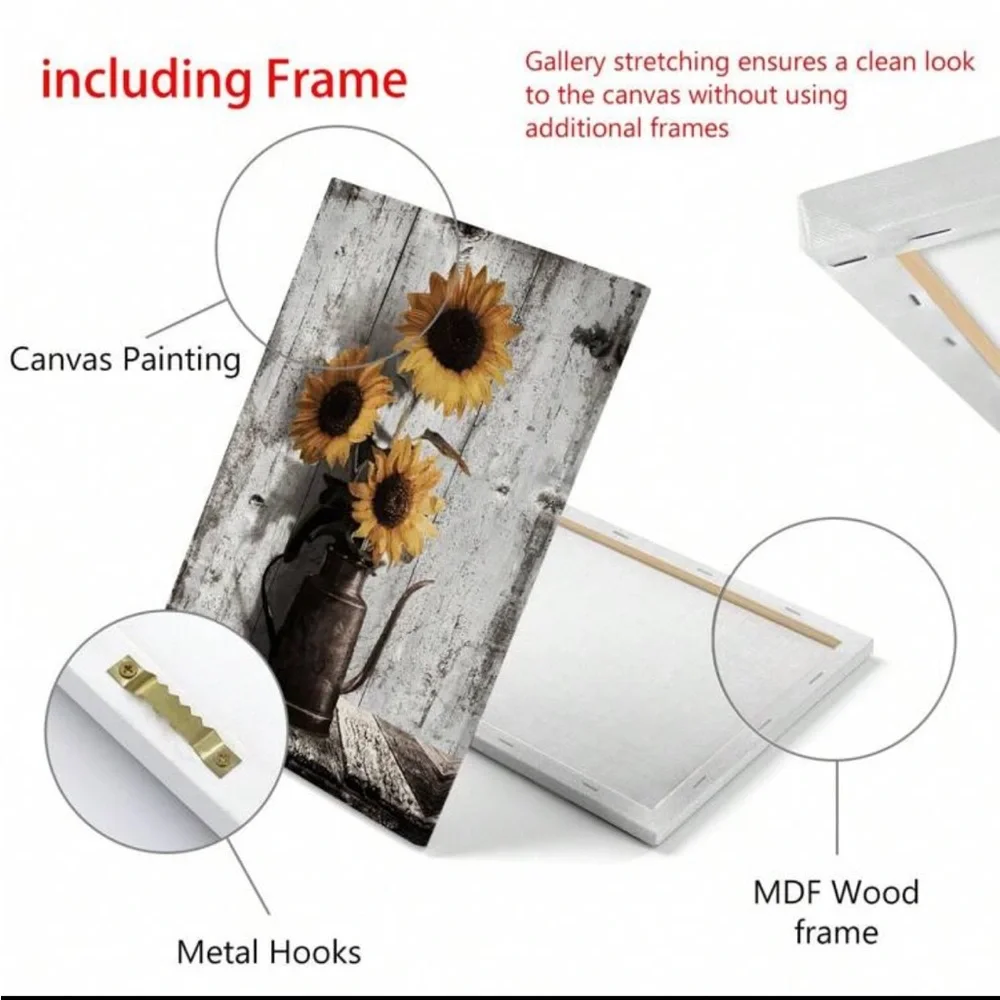 Sunflower Rustic Framed Canvas Wall Decor NEW 🏷️
